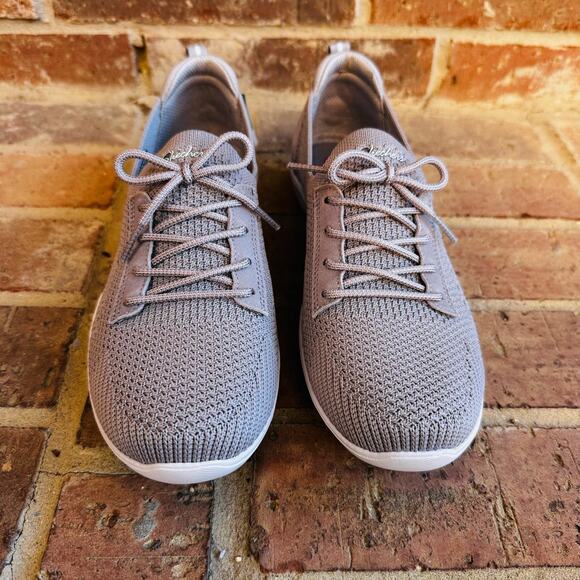 Woman's Stretch Fit Grey Laced Shoes - Picture 2 of 8